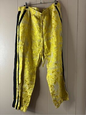 Johnny Was Pants Women’s XL Yellow Silk Blend Jogger Floral